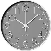 LEFAFA Wall Clock, 12 Inch Silent Non Ticking Wall Clocks Battery Operated, Round Easy to Read, Silent Wall Clock for Bedrrom Living Room Kitchen School Office Home Decor (Grey)