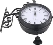 Outdoor Wall Clock Hanging Clock Cockerel Bell Shape DoubleSided Wall Metal Clock Innovative Fashion Outdoor Wrought Iron