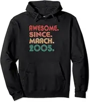 [VidiAmazing] 18th Birthday Awesome Since March 2005 18 Years Old Pullover Hoodie ds433