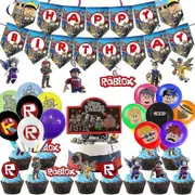 60pcs Roblox Party Decoration Set Banners Balloon Cake Toppers Swirls