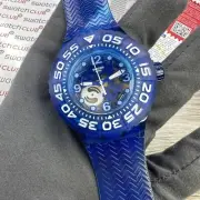 NEW✅ Swatch Scuba LA NAVE VA Blue Silicone Diving Skeleton Watch 44mm SUUS100