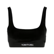 [Tom Ford] Tom Ford Logo-jacquard Velvet Bralette Top XS BLACK