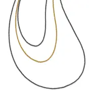 Ss/Gold Plated Sterling Silver Ruthenium & Gold-Plated 3 Strand Necklace