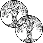 2PcsLarge Round Metal Wall Art Leaf Tree Of Life Hanging Home Decor Sculpture Garden Wall Décor,for Indoor and Outdoor Home Garden Patio Yard Lawn Fence
