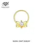 ISLA Pear Diamond Daith 14k Gold Butterfly Hoop Septum clicker for her