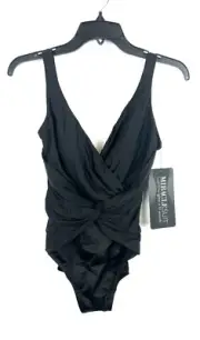 Miraclesuit Women’s Twister Black Tummy Control One Piece Swimsuit Size 10