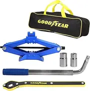 Goodyear Jack Kit - Heavy-Duty, Compact & Reliable | Designed for Quick Tire Changes | Features A Sturdy Scissor Jack, High-Torque Ratchet & Carry Case | Essential for Roadside Emergencies