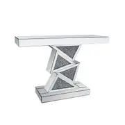 Hall Table MDF Silver Mirror Crush Crystal Zigzag Design