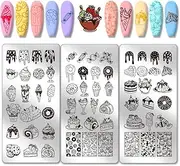 PH PandaHall 3pcs Dessert Nail Stamping Plates 63 Patterns Cake Donut Nails Art Stencils Sweet Candy Manicure Art Templates Ice Cream Print Nail Stencils for Women Manicures Salon DIY Design Decor