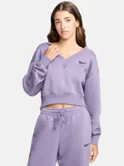 Fleece Cropped V-Neck Top