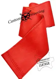 FOR VW KOMBI T2 DEVON 1973-1980 REAL RED LEATHER STEERING WHEEL COVER