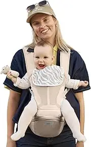 Baby Carrier Pro, MOMTORY Safety-Certified 6-in-1 Ultra Storage Baby Carrier Newborn to Toddler, Detachable Baby Holder Carrier with Hip Seat, Ergonomic Cozy Baby Carrier for 7-50lbs, Khaki