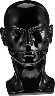 Vaguelly 1Pc PVC Mannequin Head for Hairstyling Training Black Display Stand for Wigs Hairpieces Ornaments Teaching Aid for Beauty Salon Practice Styling