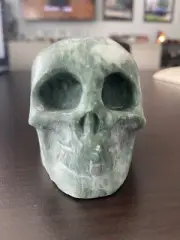 US SELLER Hand carved Moss Agate crystal quartz skull detailed3.125LX2.5Wx2.375H