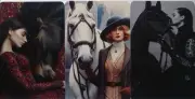 Swap cards Modern playing card back set of 3 Ladies and Horses