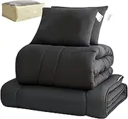 fuwawa Futon Set, Double, 5-piece Set, Antibacterial, Deodorizing, Washable, Comforter Set, Storage Case, Solid Cotton, Three-Layer Mattress, Comforter, Pillow, Soft Touch, Bedding Set, Lightweight,