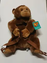 Aurora World People Pals Plush Monkey Kids Backpack w Tag