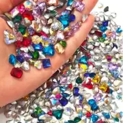 20/60Pcs Mixed Shape Glass Nail Crystal Pointback Nail DIY Manicure Accessories