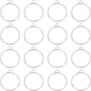 uxcell 16 Pcs Open Bezel, Round Resin Bezels Pendants Open Back Bezels Metal Hollow Frame Charm for DIY Resin Crafts Earrings Jewelry Making, Bright Silver