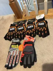 LOT OF 6 HEAVY DURTY GLOVES--4X Klein Tools, 1X MILWAUKEE, 1X FIRM GRIP-XTRA LG