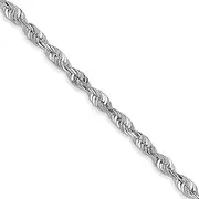 [JewelryWeb] 10k White Gold 2.25mm Sparkle Cut Lightweight Rope Chain Necklace Jewelry for Women - Length Options: 41 46 51 61