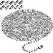 Ball Chain 118" Metal Pull Chain 4.5mm Bead Chain with 10 Connector Cuttable DIY-Friendly Replacement Ball Chain for Window Blind, Bead Chain