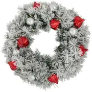 Northlight Snowy Bristle Pine Christmas Wreath 24in Warm White Multi LED Lights