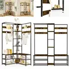 XXL Coat Rack Shoe Bench Industrial Hall Tree Storage Shelves w 10 Hanging Hooks