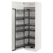 METOD high cabinet with pull-out larder, white Enköping/white wood effect, 60x60x200 cm
