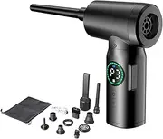 Dust Blower Electric Compressed Air Spray, Rawrr PC Cleaning Set Compressed Air with LCD Display 3 Speeds up to 100,000 rpm 7500 mAh Battery PC Cleaning Compressed Air for Laptop, Sofa, Car, Office