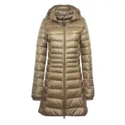 Nevenka Womens Lightweight Puffer Jacket Hooded Winter Mid Length Coat-Champagne
