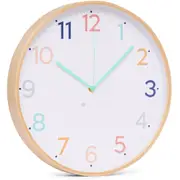 Clocksicle Silent Wood Wall Clock, Rainbow, 31cm