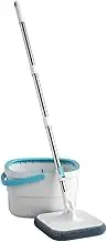 Premium Spin Mop & Bucket Set with 2Pcs Washable Replacement Pad, 360 Degree Rotatable Adjustable Cleaning Square Spin Mop Head Separate Clean and Dirty Water, Super Absorption, Wet and Dry Use