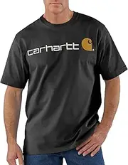 [CARHARTT] Men's Big & Tall Signature Logo Short Sleeve Midweight Jersey T-Shirt,Heather Gray (Closeout),X-Large Tall