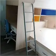 Camper Trailer Upper Bunk Bed Ladder with Hooks, School College Dorm Lofted Bed Ladders for Grandsons Daughters, Metal Crawlspace Ladder, Iron (Color : Silver Gray, Size : 170cm/67