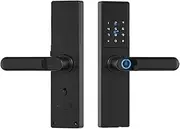 Biometric Electronic Door Lock Digital Black Smart Lock Tuya App Remote Unlocking Keyless Lock Fingerprint Door Lock Slimline Design(22x165) Aqiong