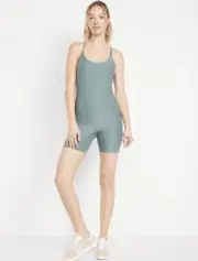 Old Navy active Bodysuit athletic Short one piece cloud + Racerback soft XS Grey