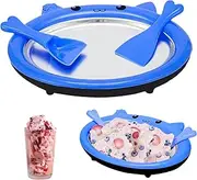 Rolled Ice Cream Maker, 11.8inch DIY Rolled Ice Cream Machine with Hand Shovels, Homemade Frozen Yogurt Maker Instant Cold Plate for Making Soft Serve Slushies Sorbet(Blue)