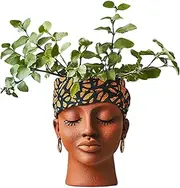 Head Planter - Decorative Resin African Goddess Plant Pots,Desktop Display Ornament, Weather-Resistant, Home Decor for Garden Patio Windowsills Bookshelves