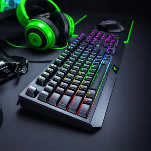 Razer黑寡婦黑寡婦razerrgb七彩版遊戲機械鍵盤夜光綠軸適用