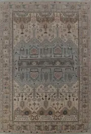 Luxurious Handcrafted Blue Oushak Indian Living Room Rug Thick Plush 9x12 ft