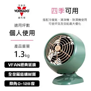 美國VORNADO沃拿多 經典迷你復古扇風扇VFANMC23(白色)(滿$3000登錄送City咖啡)