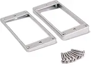[Alnicov] 2PCS Guitar Curved Bottom Humbucker Pickup Ring Set for Epiphone Guitar Accessories，Silver