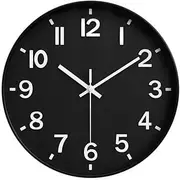Wall Clocks Battery Operated, 12” Large Wall Clock for Living Room Bedroom Classroom Decor, Kitchen Clock, Modern Wall Clock, Non-Ticking Silent Clock (Black)