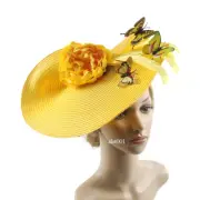 Braided Fascinator Hat Flower Kentucky Derby Big Hat Cocktail Tea Headwear