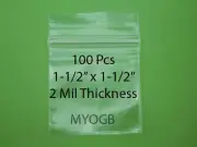 100pcs 1-1/2" x 1-1/2" Zip Lock Plastic Bags-Storage-Jewerly-Parts-Gold Nuggets