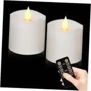 2-Pack 3x3 Inch Flameless Candles with Remote & Timer - 3"*3"-2pcs White