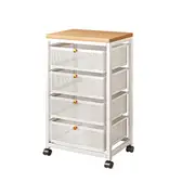 Mesh Cabinet Storage Organizer with Pull-Out Basket 4-Tier White W/Swivel Wheel Shelf Rolling Trolley Cart