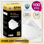 100Pcs KF94 Disposable Face Mask 3D Mouth Comfort Protective Masks 4 Layer-White