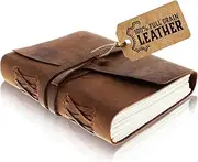Moonster Leather Journal for Men - Handmade Vintage Journals Women, Mens Journal for Writing, Leather Bound Journal Drawing Sketchbook, Small Leather Notebook Journal, Unlined Travel Journal Leather